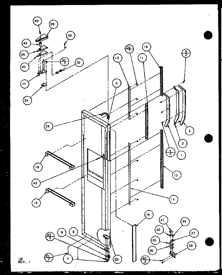 FZ DOOR Diagram and Parts List for SCD22J P7870121W Amana Refrigerator