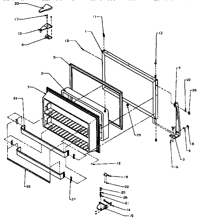 Freezer Door Diagram and Parts List for TX21R-P1157605W  Amana Refrigerator