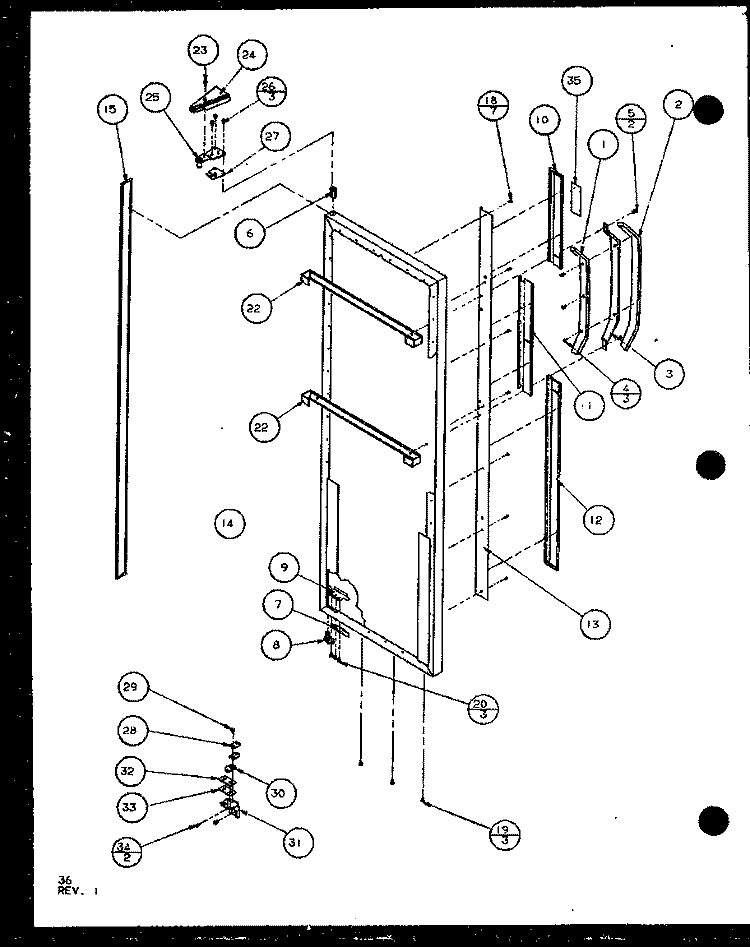 REF DOOR Diagram and Parts List for SCD22J P7870121W Amana Refrigerator