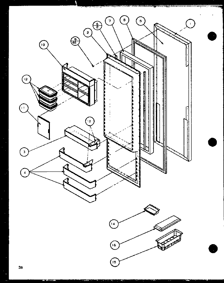 REF DOOR Diagram and Parts List for SCD22J P7870121W Amana Refrigerator