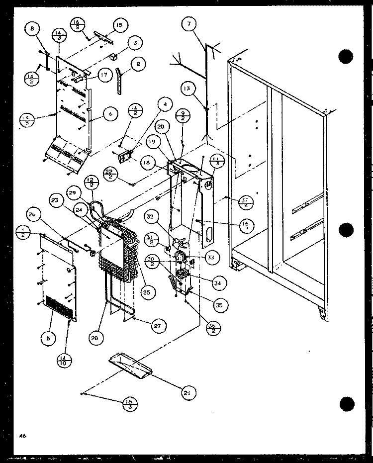 EVAP AND AIR HANDLING Diagram and Parts List for SCD22J P7870121W Amana Refrigerator