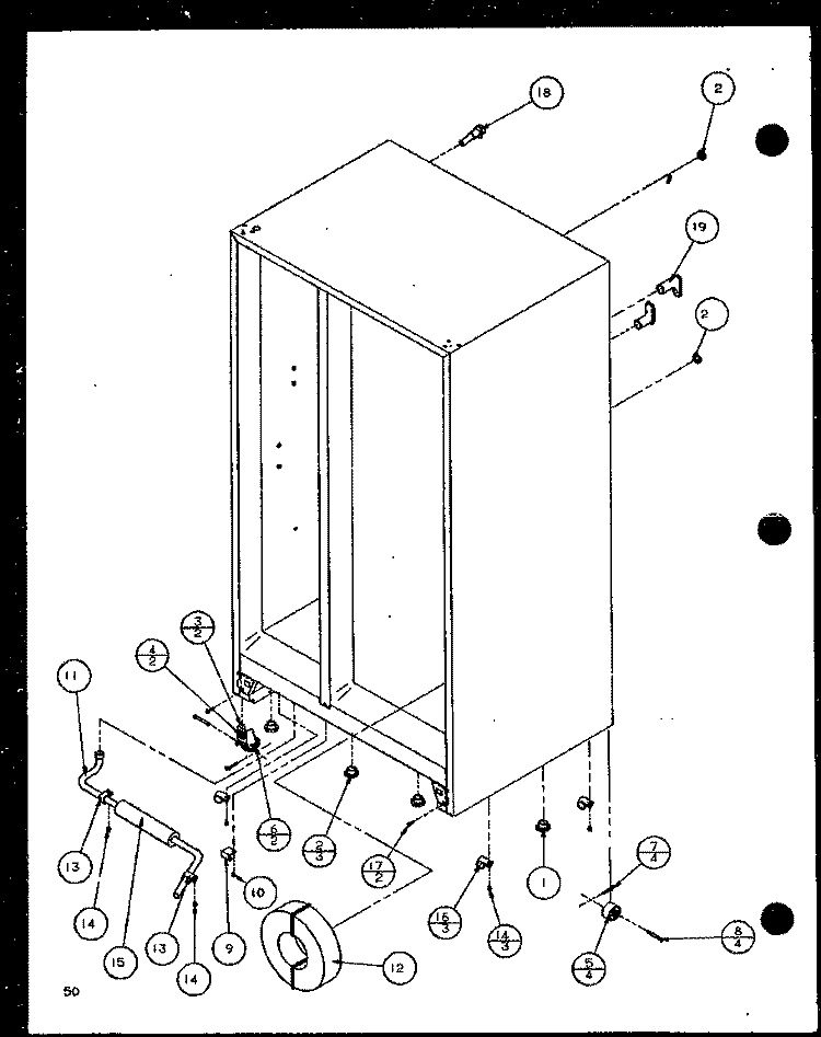 DRAIN AND ROLLERS Diagram and Parts List for SCD22J P7870121W Amana Refrigerator
