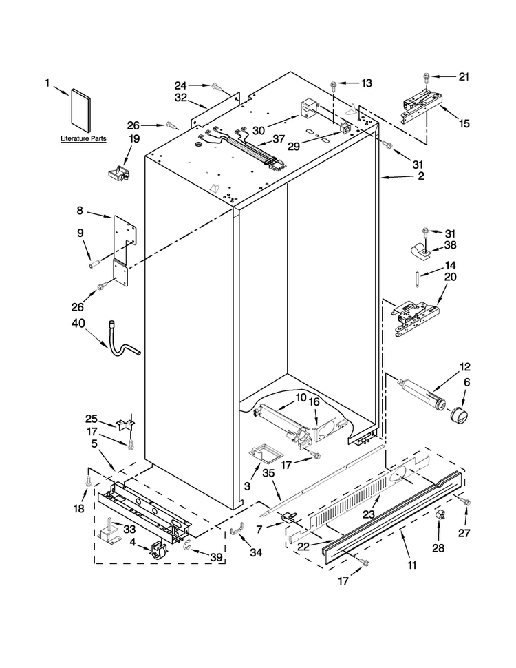 Cabinet Parts Diagram and Parts List for JS48NXFXDW05  Jenn-Air Refrigerator