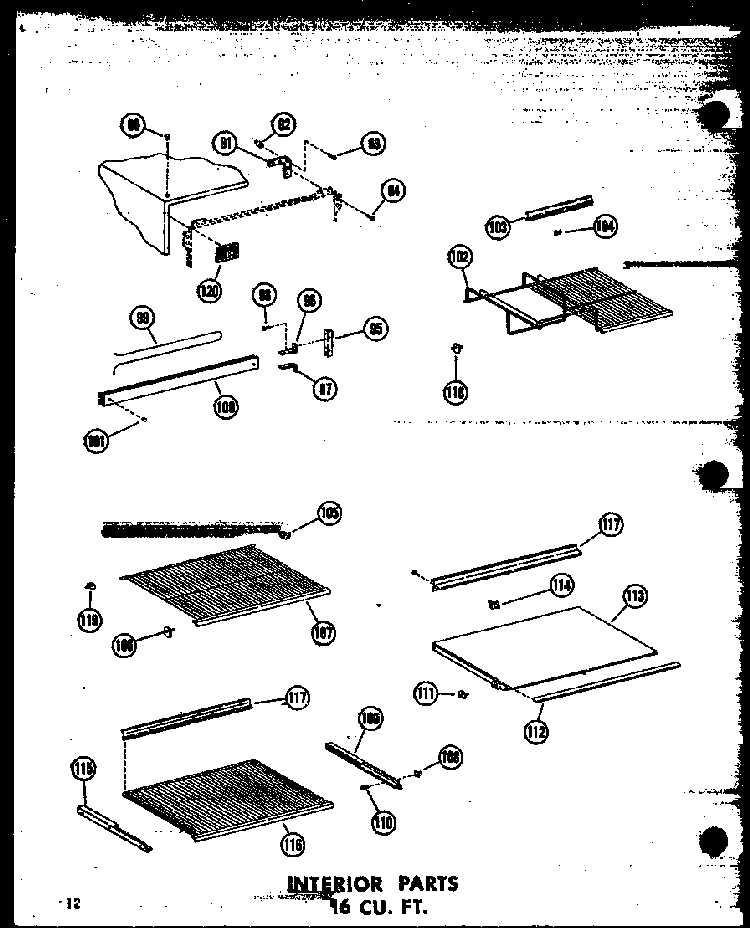 Interior Parts 16 Cu. Ft. Diagram and Parts List for T16W-P60303-8W  Amana Refrigerator