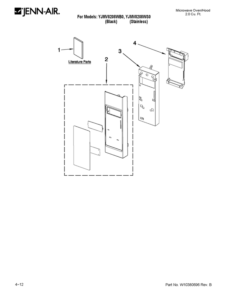 Control Panel Parts Diagram and Parts List for YJMV8208WS0  Jenn-Air Microwave