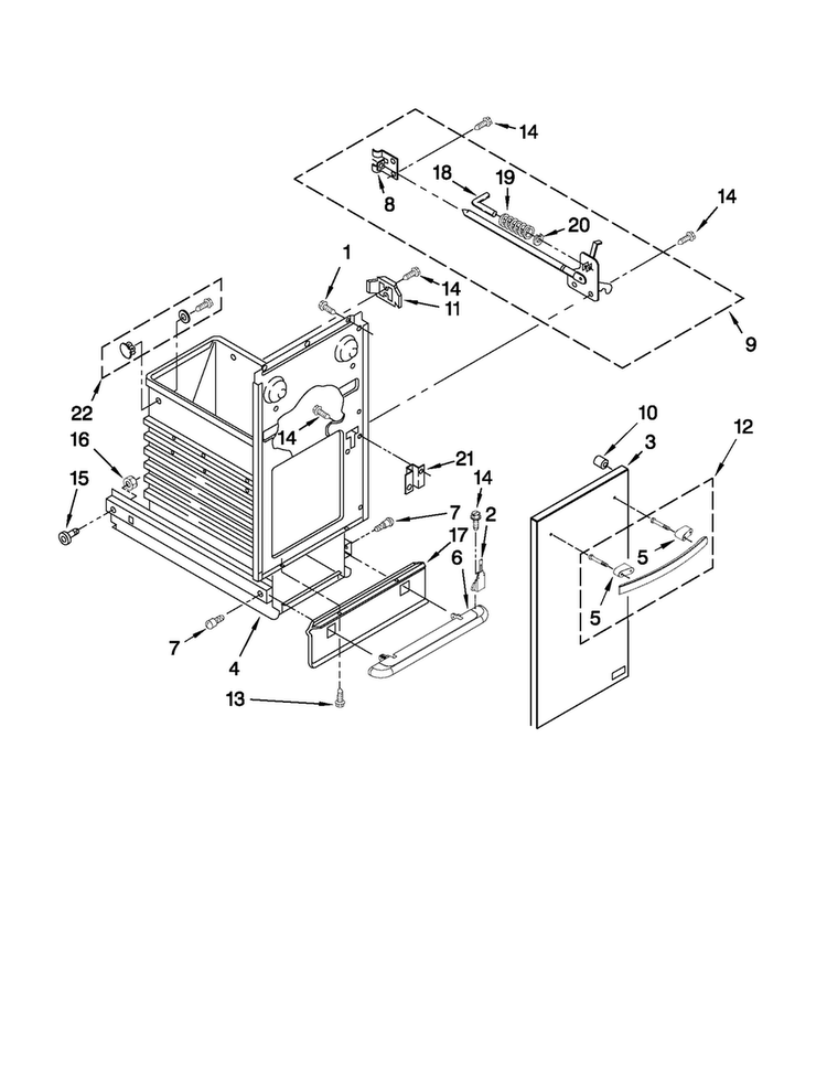 Container Parts Diagram and Parts List for TC707S3  Jenn-Air Trash Compactor