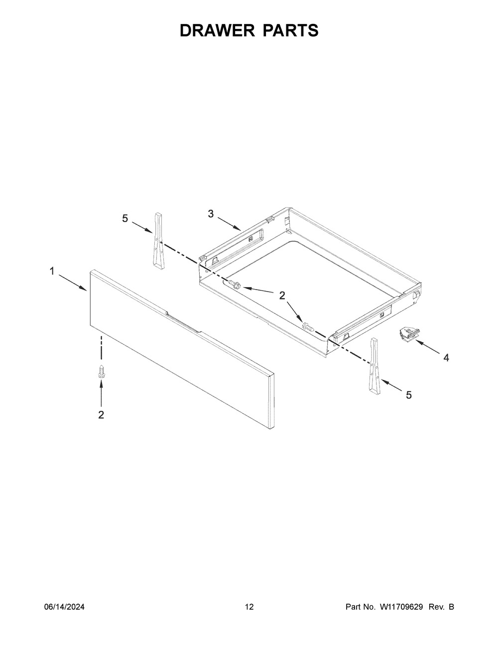 Drawer Parts Diagram and Parts List for MGR7700LZ5  Maytag Range