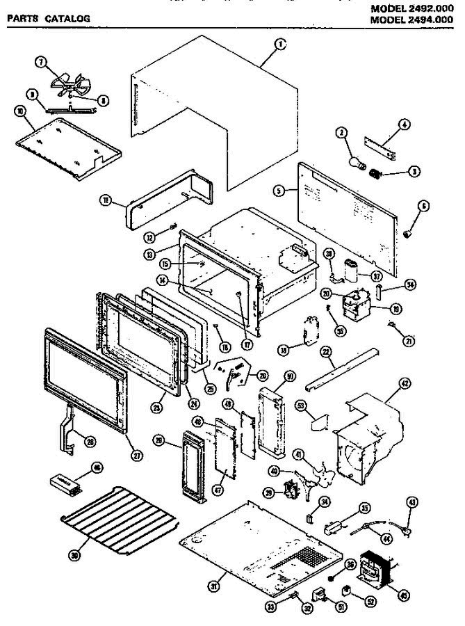 01 - Page 1 Diagram and Parts List for 2494000  Amana Microwave