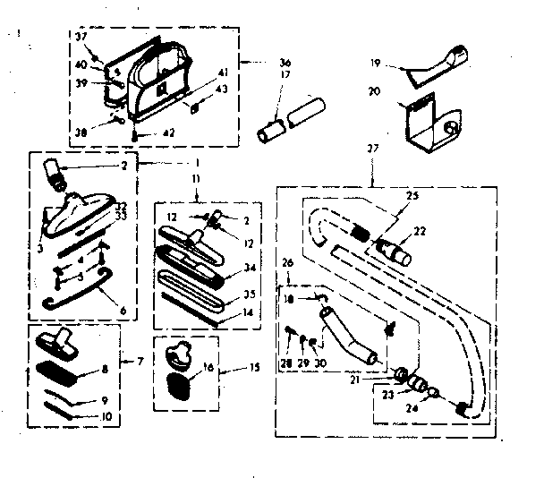 Attachment Parts Diagram and Parts List for 11640240  Kenmore Central Vacuum