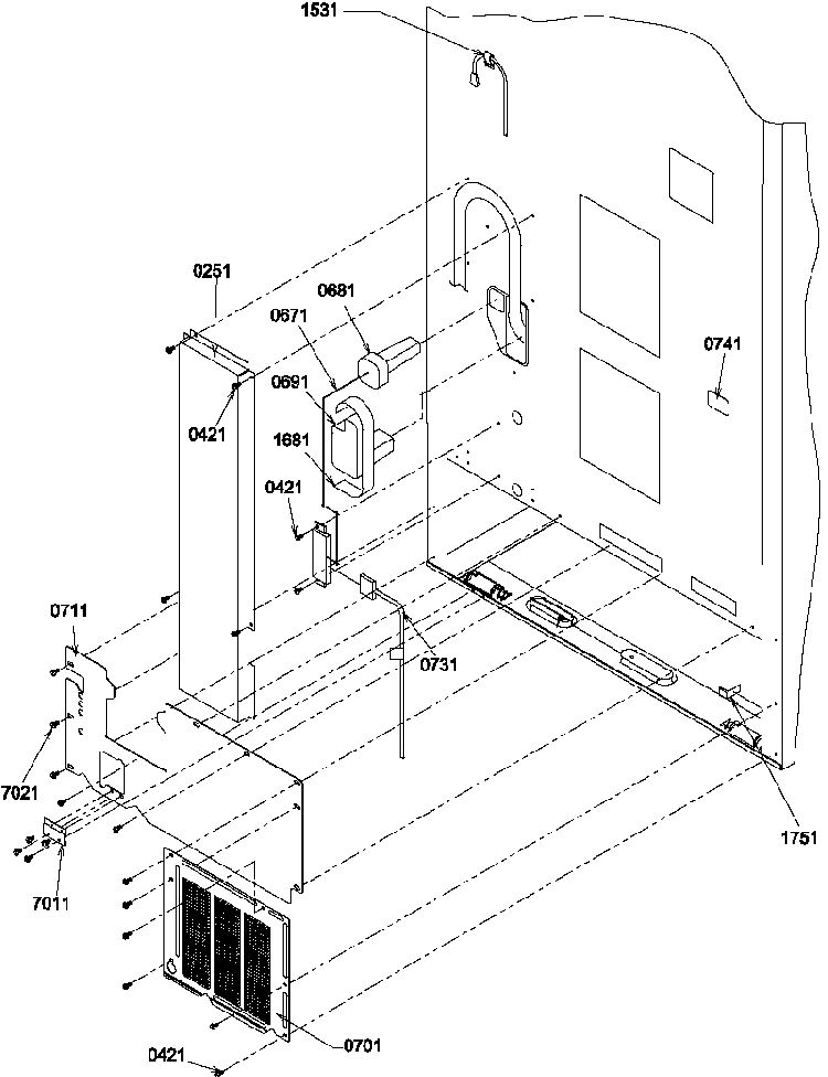 Cabinet Back Diagram and Parts List for BH20S5W-P1196503WW  Amana Refrigerator