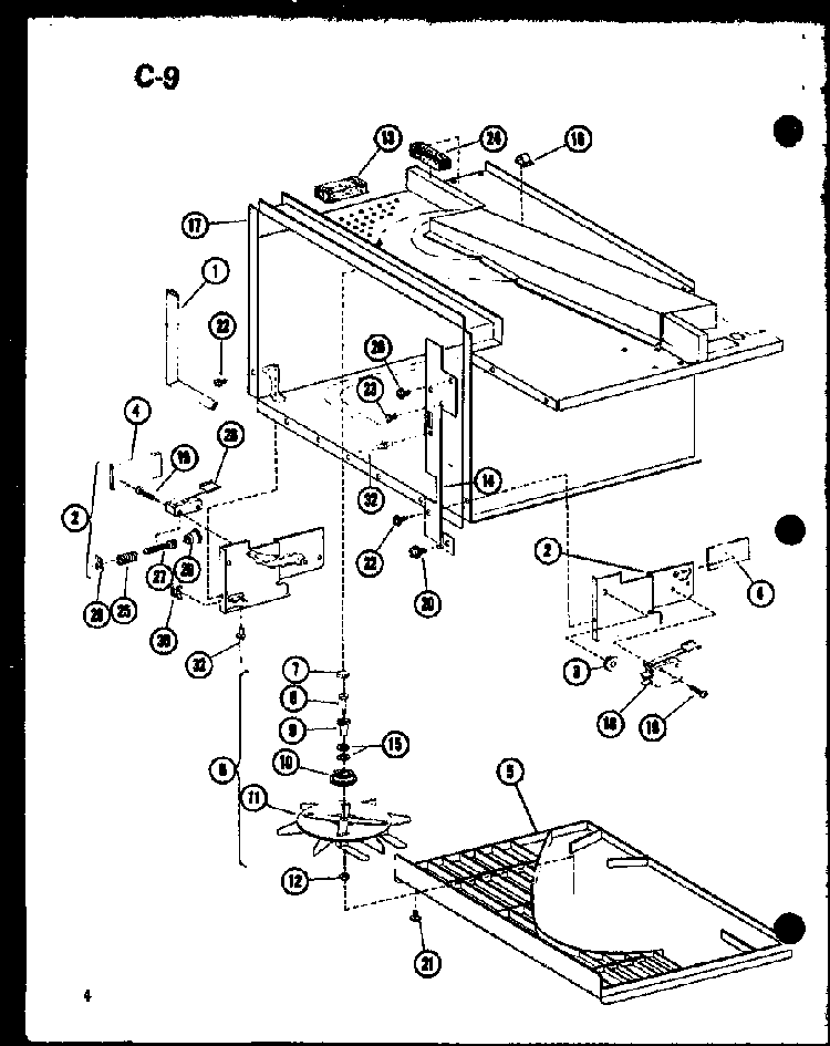 Antenna/hardware Diagram and Parts List for RRL-10C P75534-1M Amana Microwave