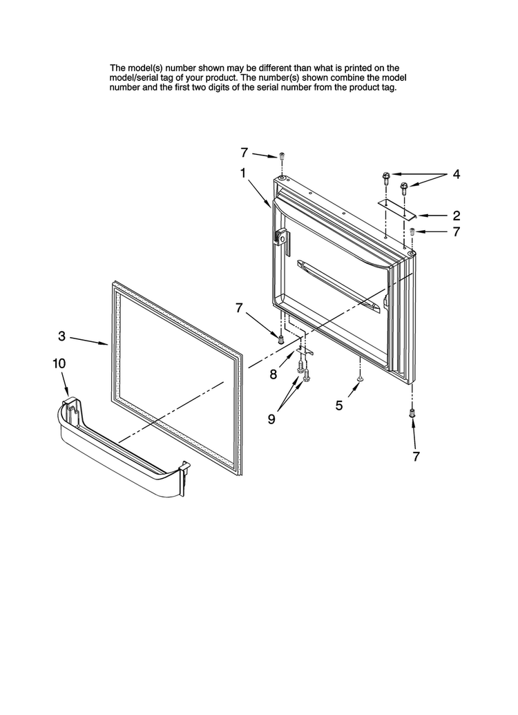 Freezer Door Parts Diagram and Parts List for AB2225PEKW12  Amana Refrigerator