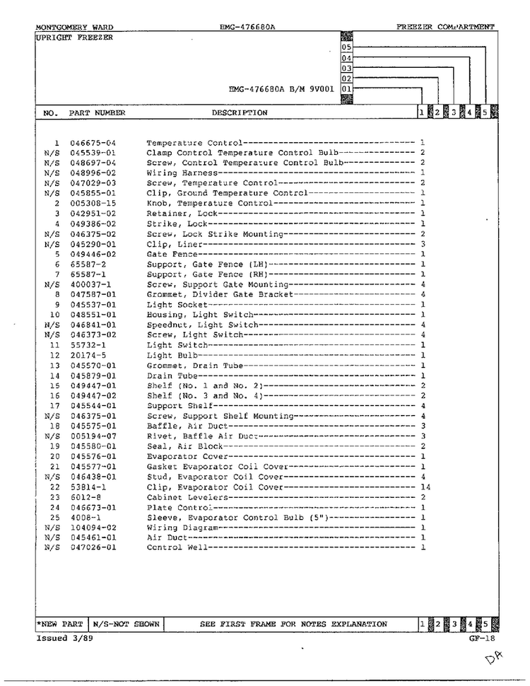 Freezer Compartment Page 2 Diagram and Parts List for 47668A  Admiral Freezer