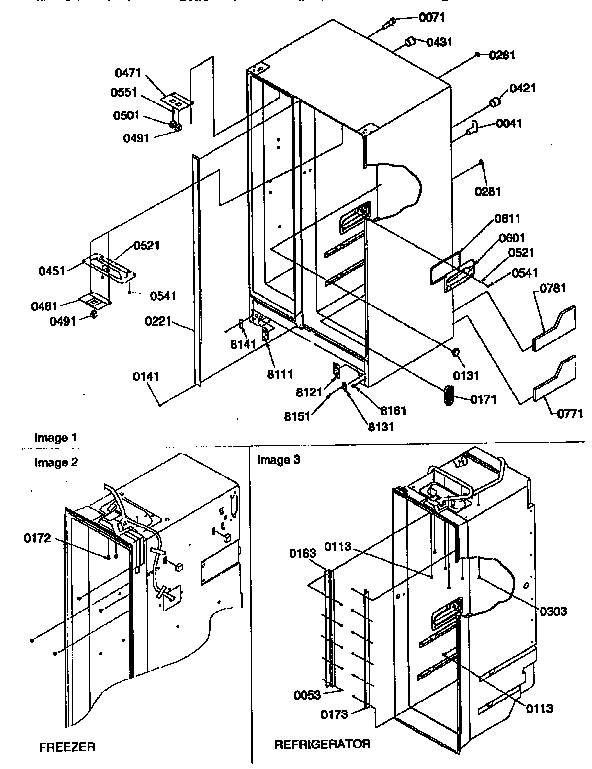 Cabinet Diagram and Parts List for 57087-P1190815WL  Amana Refrigerator