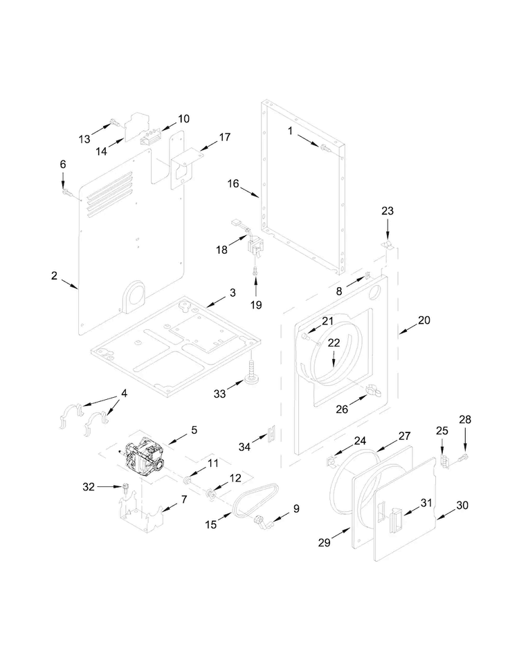 Cabinet Parts Diagram and Parts List for NEC3240FW0  Amana Dryer