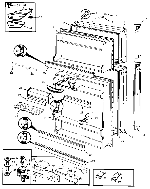Doors Diagram and Parts List for JRT152B MAJ01A Jenn-Air Refrigerator