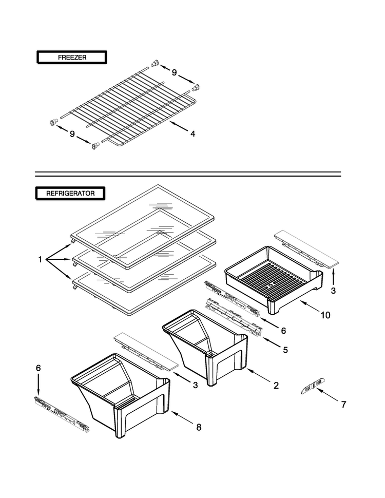 Shelf Parts Diagram and Parts List for M8TXEGFBW01  Maytag Refrigerator