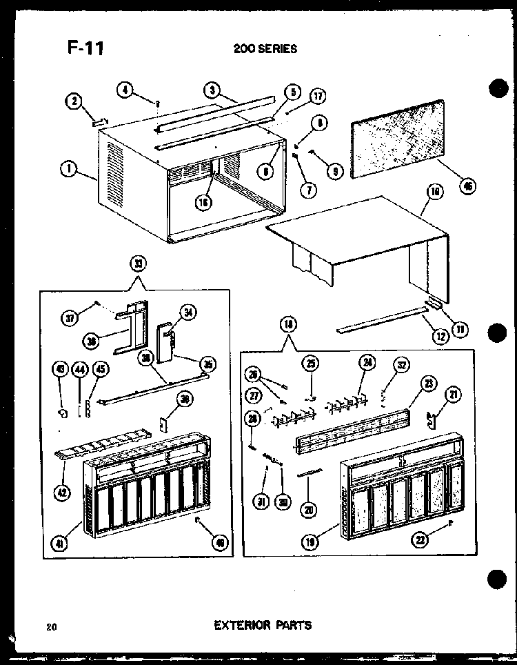 Section 1 Diagram and Parts List for 215-3EW P55417-26R Amana Air Conditioner