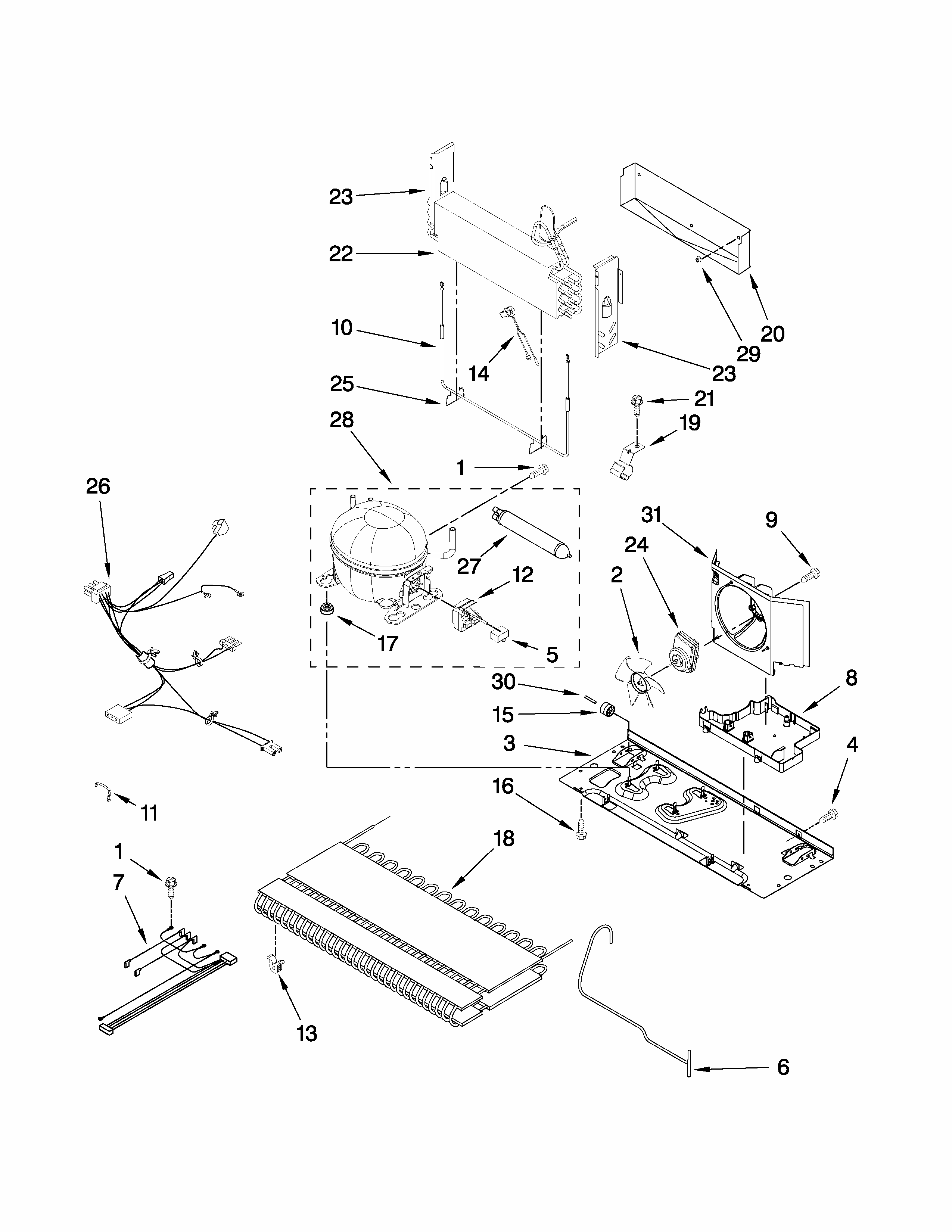 Unit Parts Diagram and Parts List for GB2526LEKS4  Amana Refrigerator