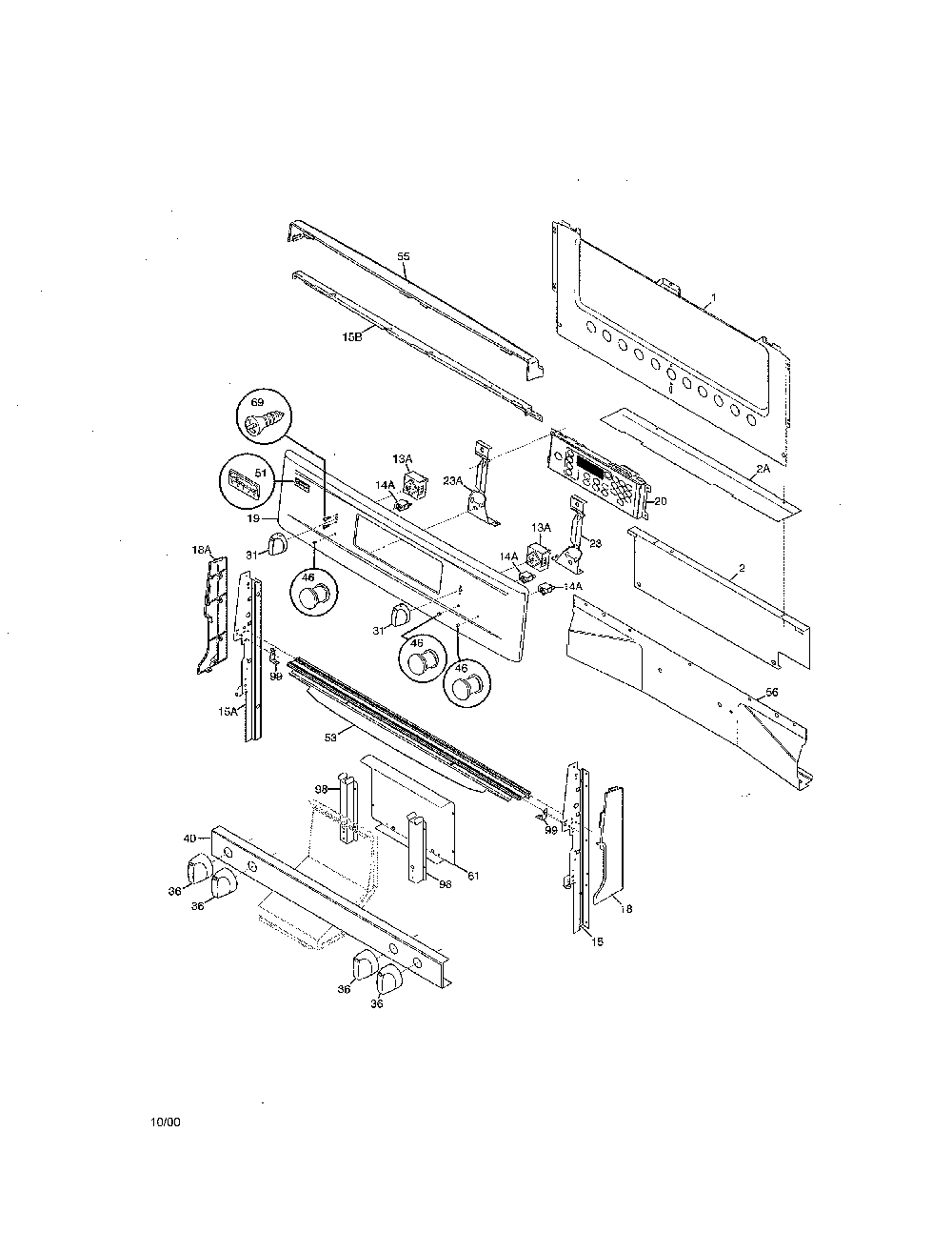 Backguard Diagram and Parts List for 79075904993  Kenmore Range