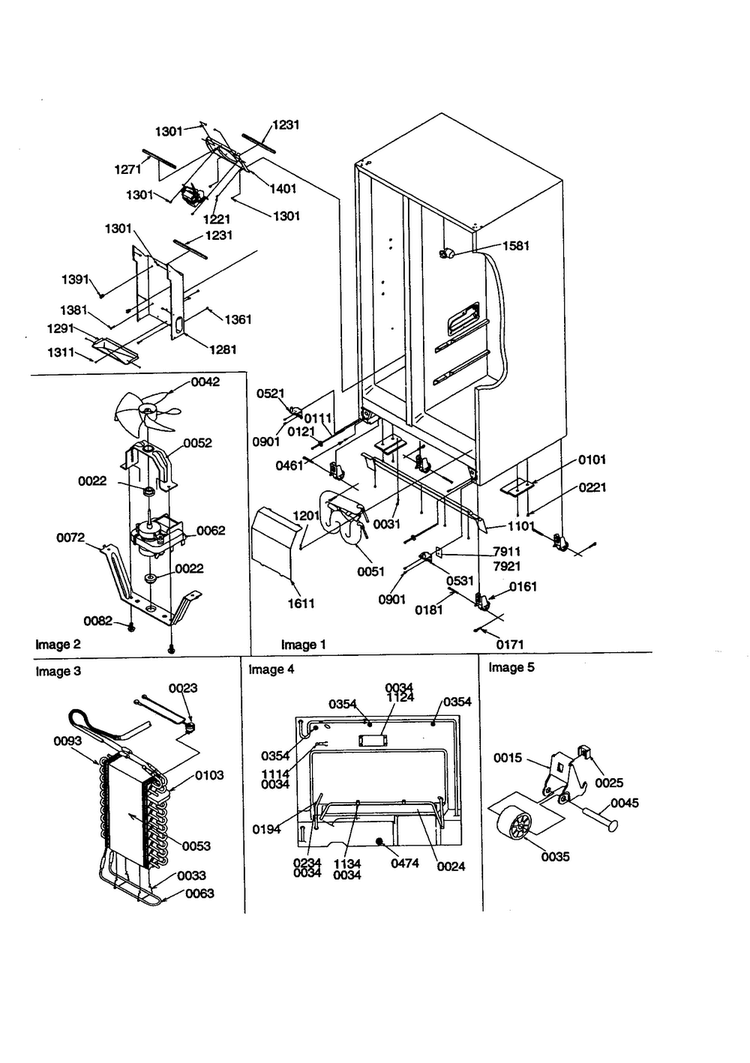 Drain System/rollers/evaporator Diagram and Parts List for SCD23VBW-P1315305WW  Amana Refrigerator