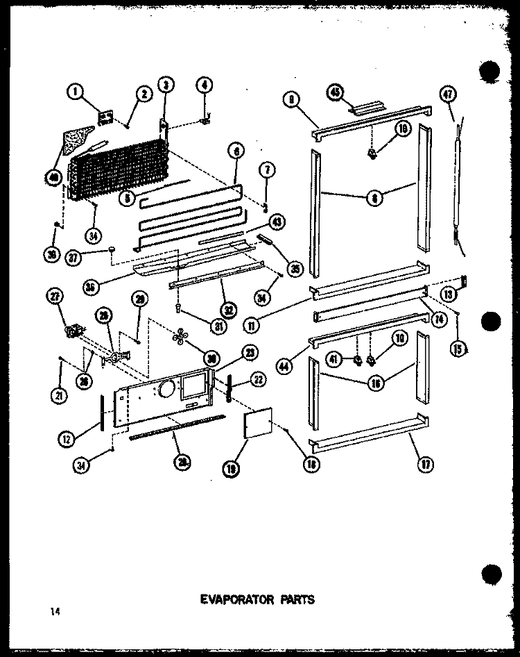 EVAP PARTS Diagram and Parts List for BC20EC P747023WC Amana Refrigerator
