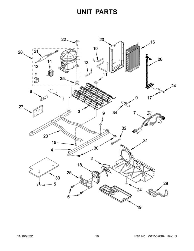 Unit Parts 2 Diagram and Parts List for MSS25N4MKZ04  Maytag Refrigerator