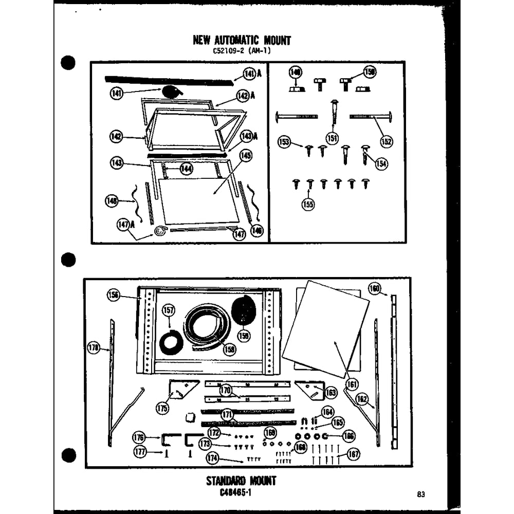 New Automatic Mount Diagram and Parts List for 109-2GH P54390-84R Amana Air Conditioner