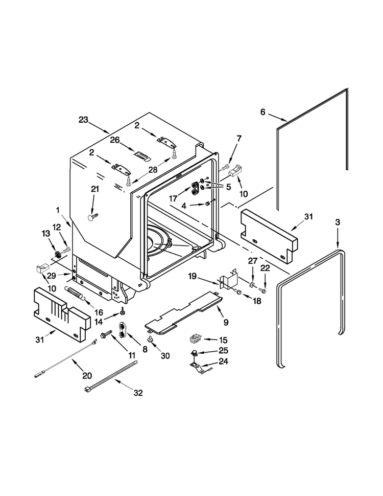 Tub And Frame Parts Diagram and Parts List for MDB8949SBM2  Maytag Dishwasher