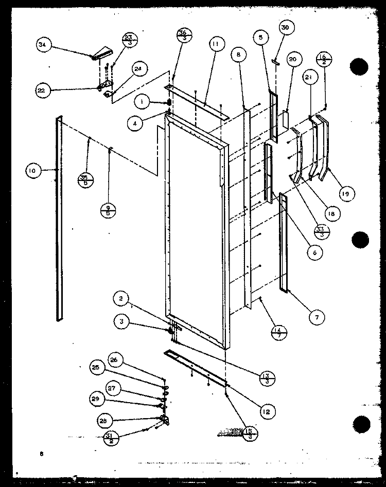 REF DOOR HINGE AND TRIM PARTS Diagram and Parts List for SZ25MPL P1120712W L Amana Refrigerator