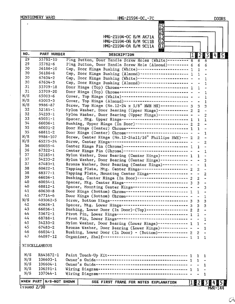 Doors Page 3 Diagram and Parts List for 21594C  Admiral Refrigerator