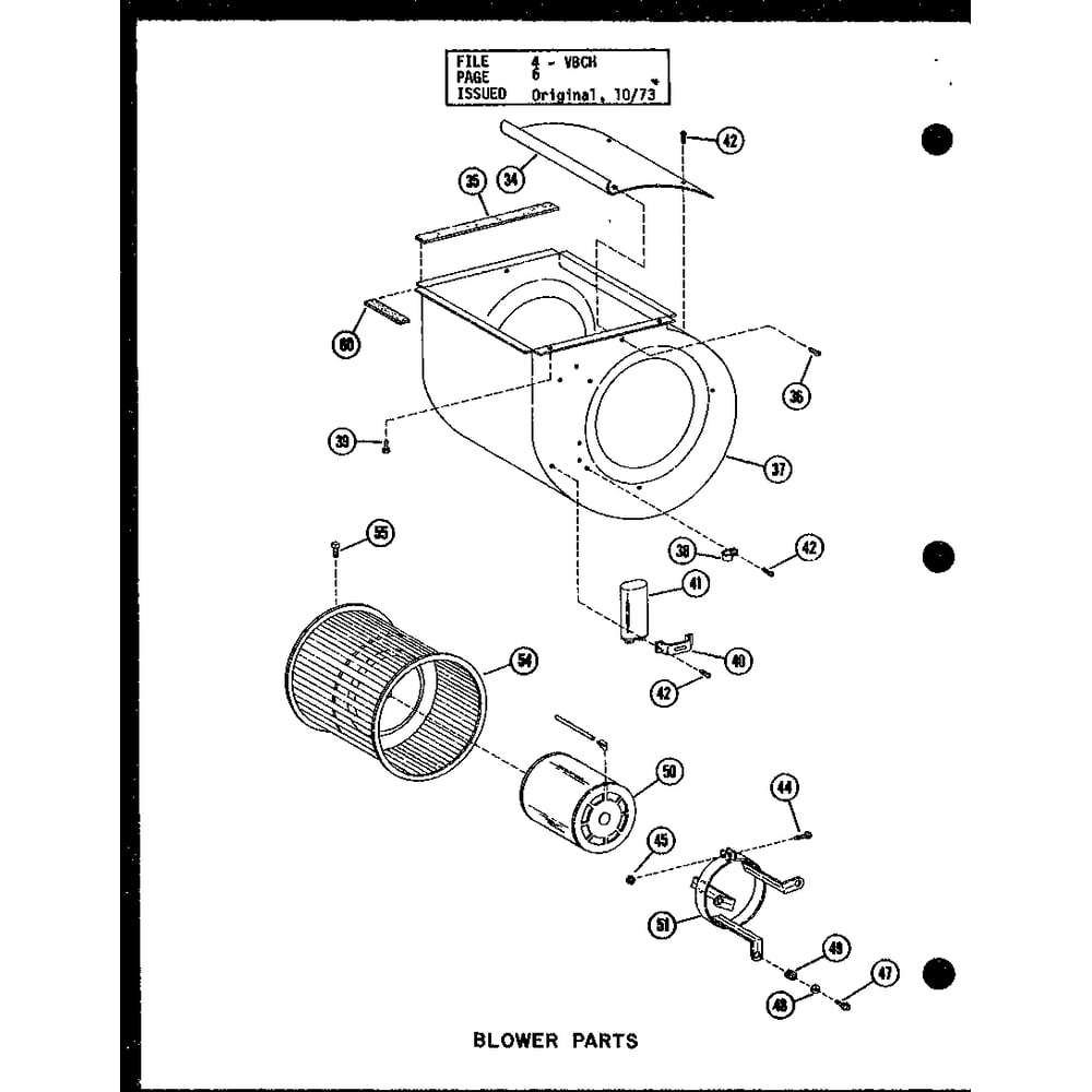 Blower Parts Diagram and Parts List for VBCH35 P54882-8 Amana Air Conditioner