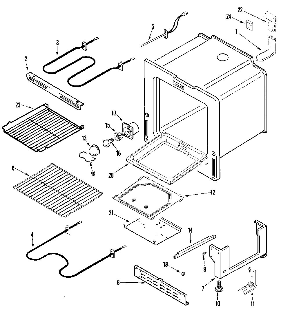 Oven/base Diagram and Parts List for MER5752BAS0  Maytag Range