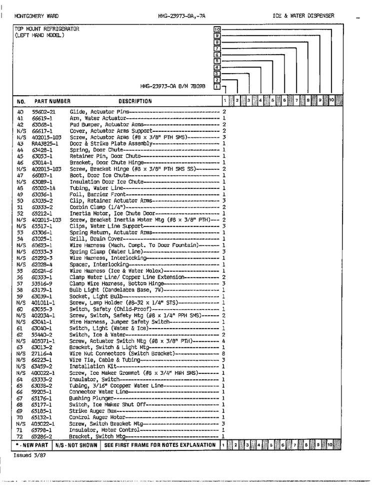Ice And Water Dispenser Page 3 Diagram and Parts List for 23973A  Admiral Refrigerator