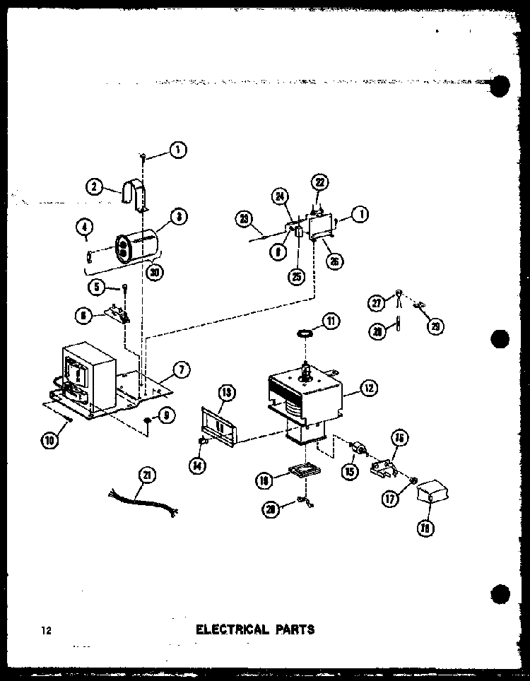 Electrical Parts Diagram and Parts List for RCC-4 P73409-1M Amana Microwave