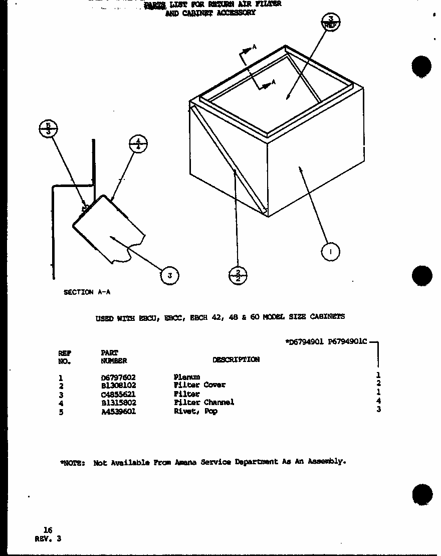 (d6794901/p6794901c) Diagram and Parts List for EBCC6000MA P6752108C Amana Air Conditioner