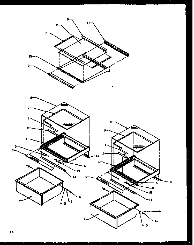 Refrigerator Shelving And Drawers Diagram and Parts List for SXI20NL-P1162903WL  Amana Refrigerator