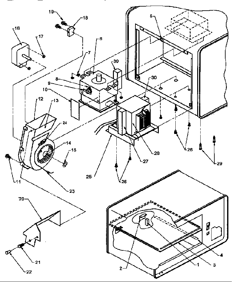 Cavity Diagram and Parts List for DEFS-7EVP P4020005301 Amana Microwave