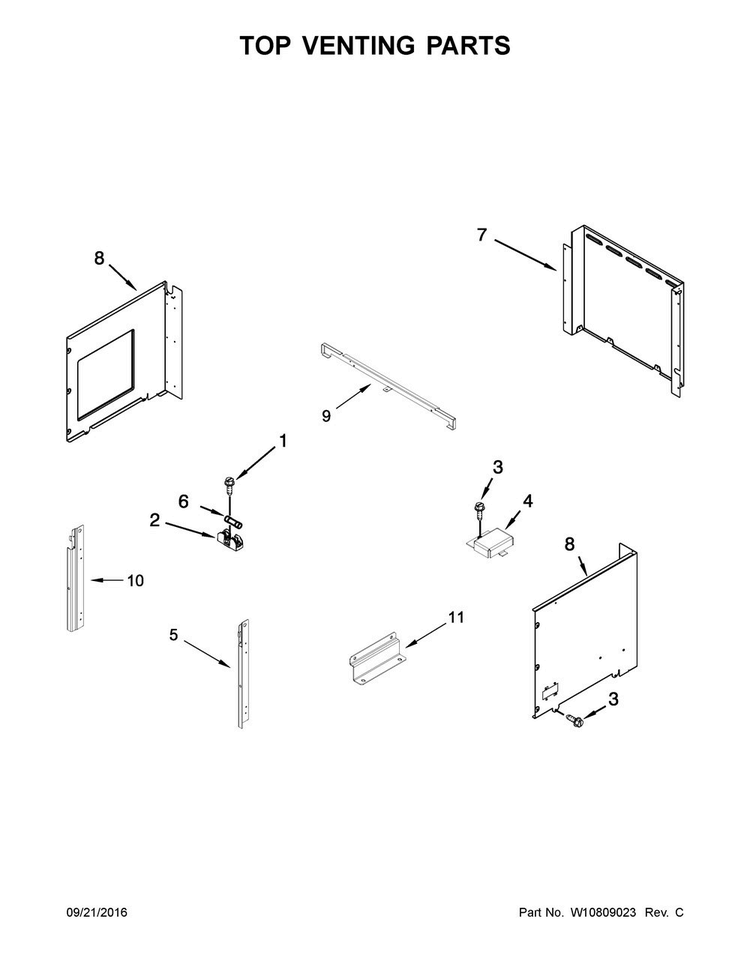 Top Venting Parts Diagram and Parts List for JMW3430DB00  Jenn-Air Microwave