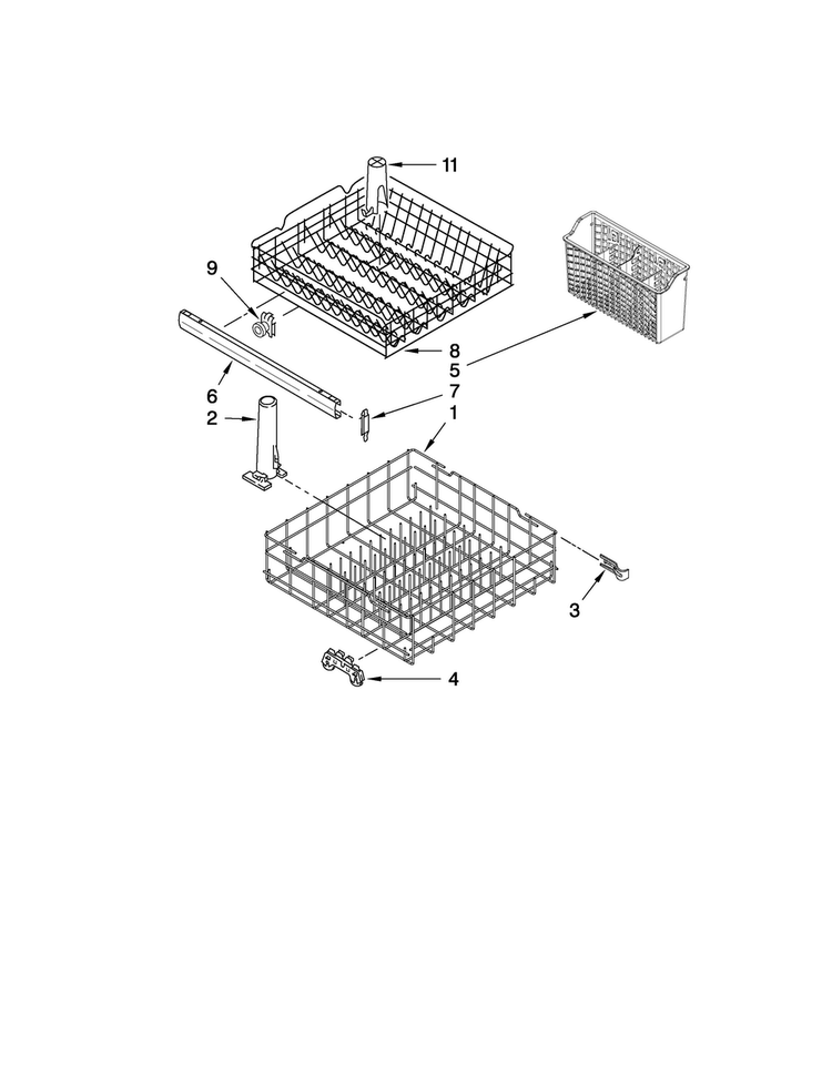 Dishrack Parts Diagram and Parts List for MDB3601BWS1  Maytag Dishwasher