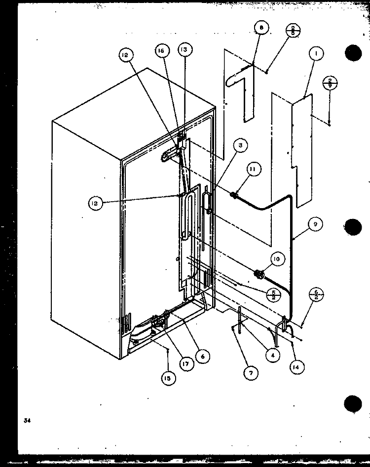BACK UNIT Diagram and Parts List for SZI20ML P1120101W L Amana Refrigerator