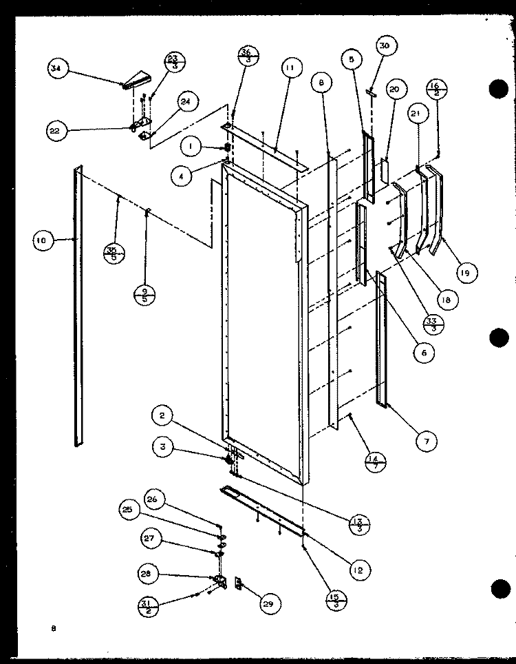 REF DOOR Diagram and Parts List for SZ25MP2L P1154904W L Amana Refrigerator