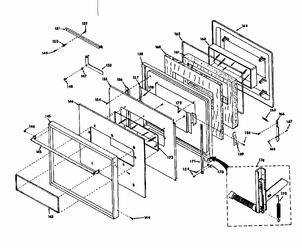 Oven Door Diagram and Parts List for 8504237560  Kenmore Range