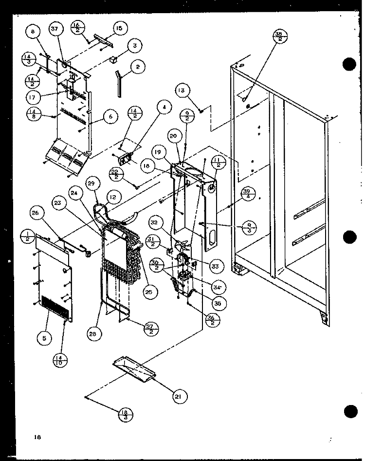 FZ EVAP AND AIR HANDLING Diagram and Parts List for SZ25MP2L P1154904W L Amana Refrigerator