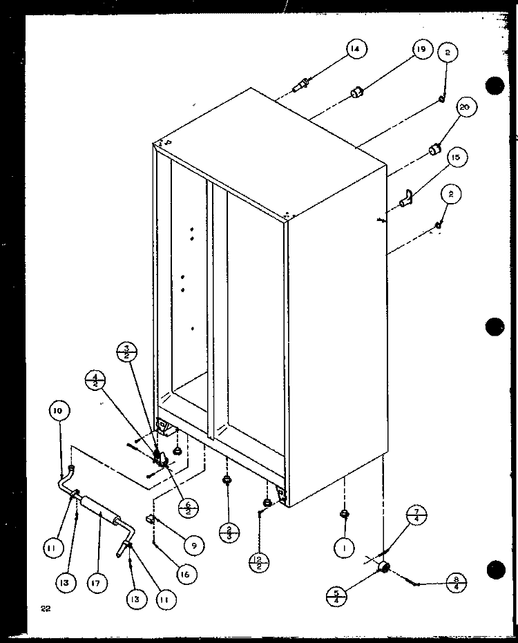 DRAIN ROLLERS AND CABINET BACK Diagram and Parts List for SZ25MP2L P1154904W L Amana Refrigerator