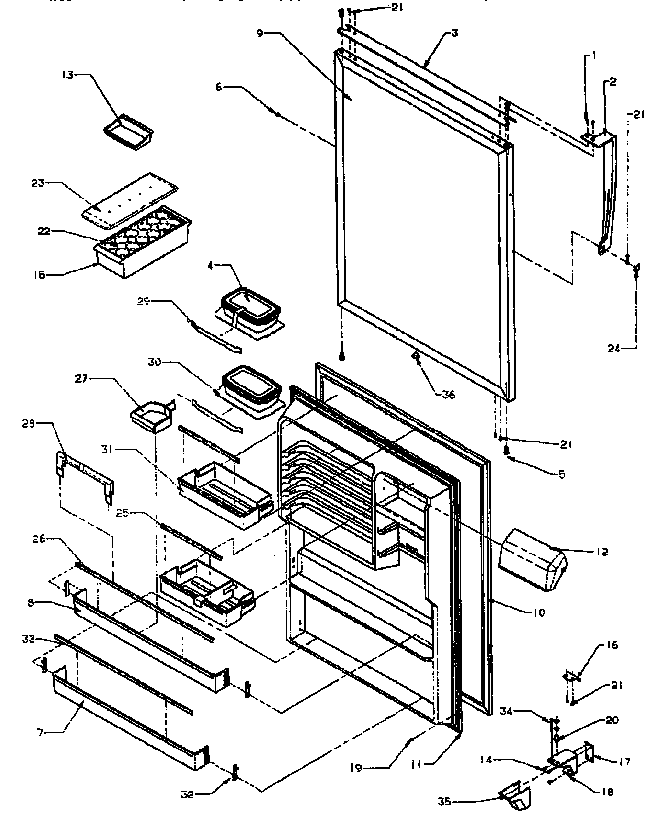 Refrigerator Door Diagram and Parts List for TXI21R-P1168006W  Amana Refrigerator