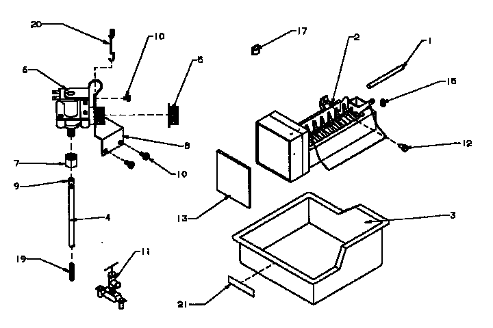 Add-on Ice Maker Assembly For 32" Top Mount Diagram and Parts List for 85165-P1117113WE  Amana Refrigerator
