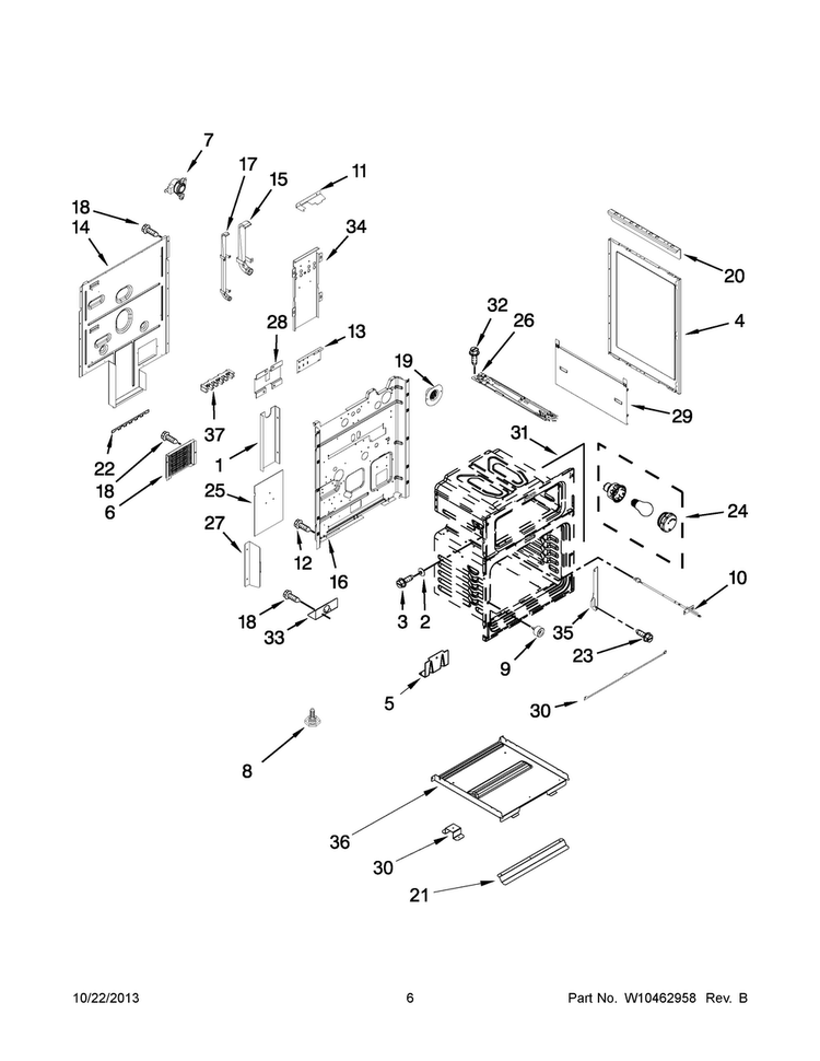 Chassis Parts Diagram and Parts List for MET8775XW01  Maytag Range