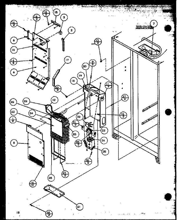 EVAP AND AIR HANDLING Diagram and Parts List for SZD27ML P1124304W L Amana Refrigerator