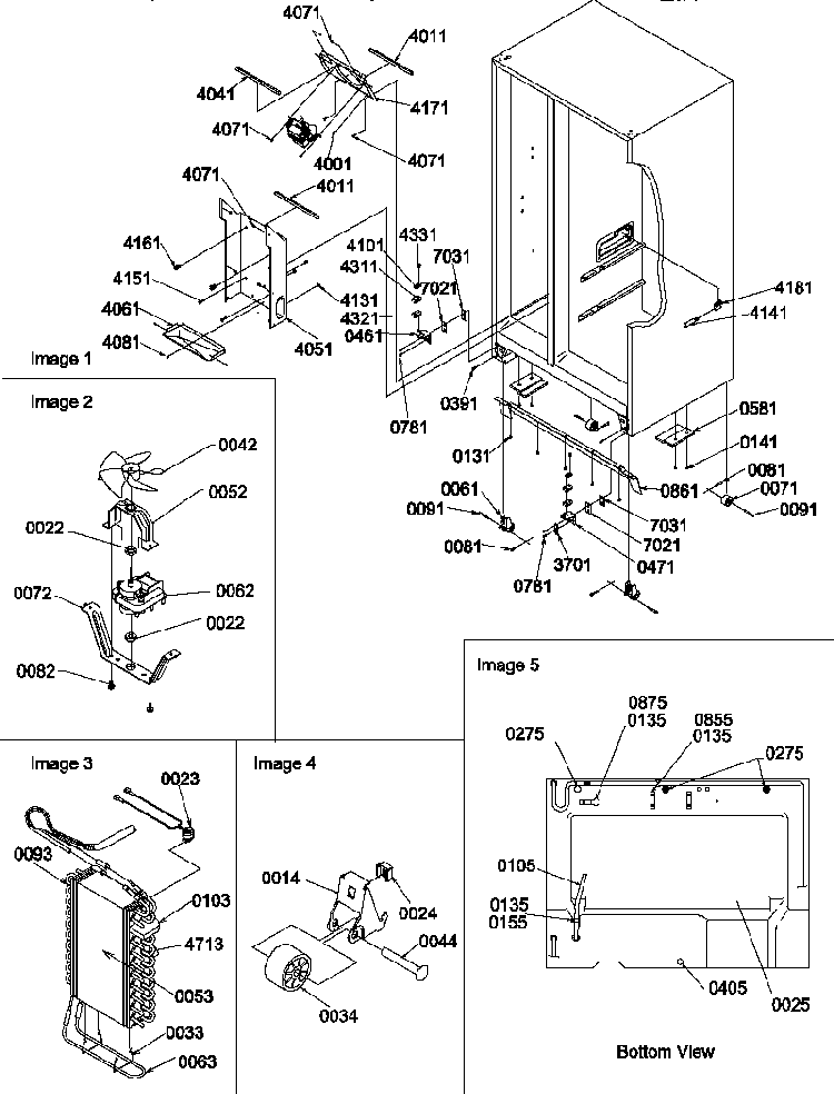 Drain System, Rollers, And Evaporator Assy Diagram and Parts List for SS25TE-P1194003WE  Amana Refrigerator